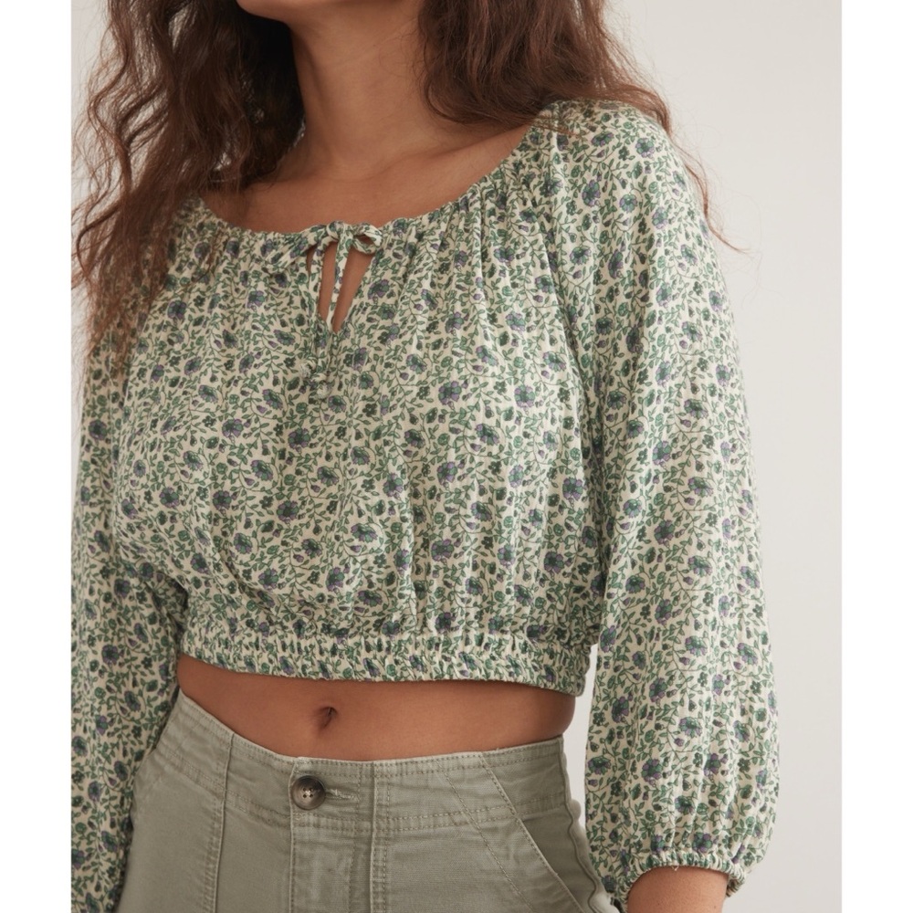 Marine Layer Tiana Double Cloth Cropped Blouse - image 7